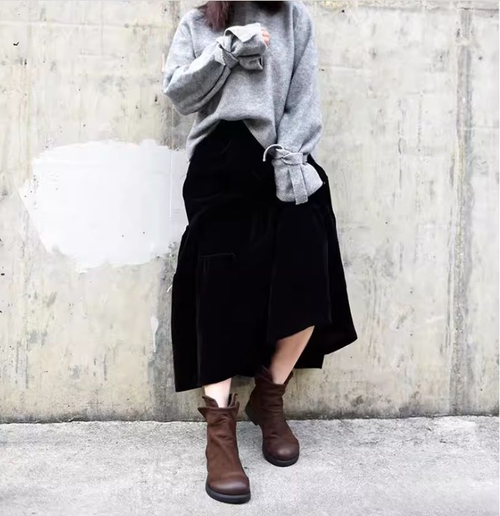 Vintage Martin Boots for Women in Winter handmade Padded Genuine Leather Boots