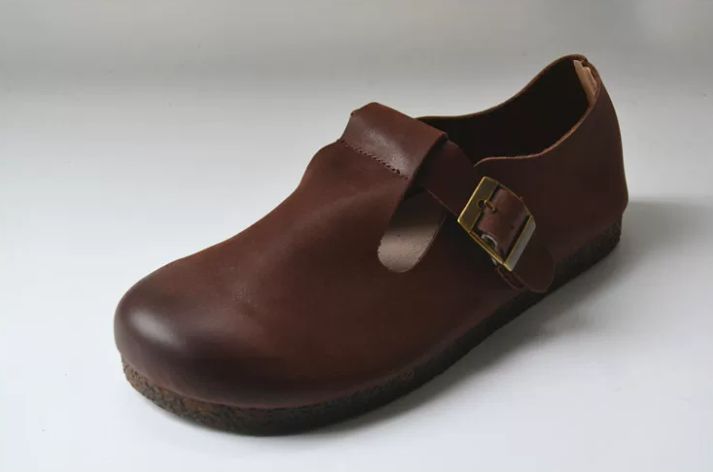 Casual Shoes, Genuine Leather, Flat Sole, Soft Top-Grain Cowhide, Wedge-Shaped Shoes, Women's Daily Versatile,Retro Style
