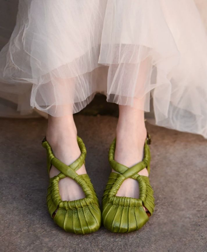 Handmade Vintage Leather Flat Sandals for Women
