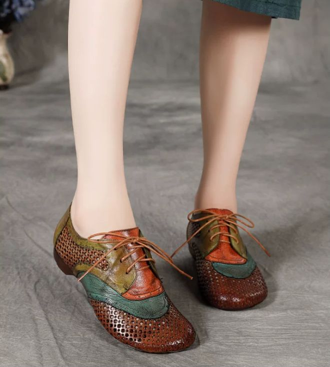Handmade Vintage Leather Flat Shoes for Women