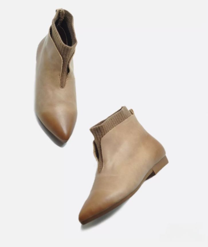 Handmade Flat Boots Knitted and Comfortable Suitable for All Occasions Mom Shoes Made of Genuine Leather Women's Boots