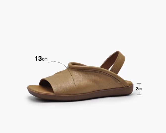 Leather Flat-Bottomed Sandals For Women New Style Suitable for Wearing Outside Open-toe Roman Sandals Comfortable and Versatile