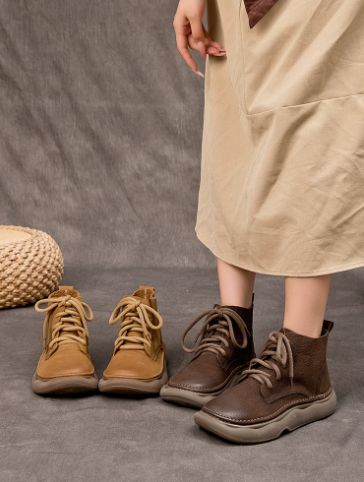 Handmade Leather Boots for Women in Brown