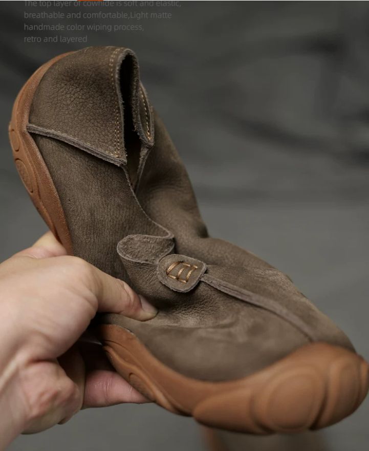 Autumn Genuine Leather Retro Men's Shoes - Cool and Casual Shoes with Breathable Soft Leather and Soft Soles