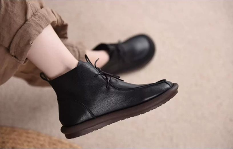 Original British-Style Platform Martin Boots for Women Made of Genuine Leather Flat Shoes