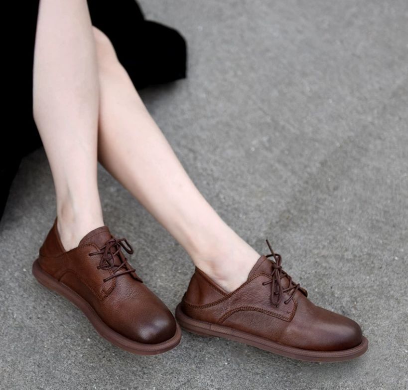 Leather Women's British Flat Shoes Suitable For Two Pairs of Casual shoes Comfortable and Versatile Loafers New Style