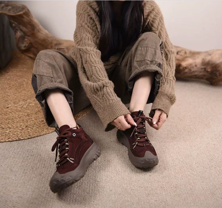 Retro Casual Thick-soled Hiking and Climbing Shoes, Casual Sports Ankle Boots