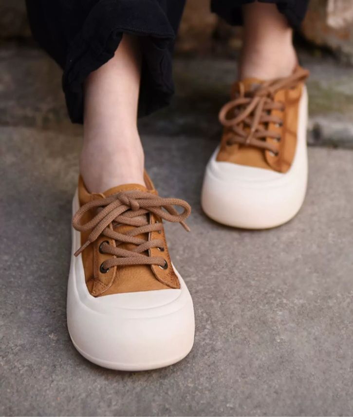 Vintage Thick-Soled Shoes Made of Genuine Leather With Big Heads and Cute Appearance Suitable For Casual Wear