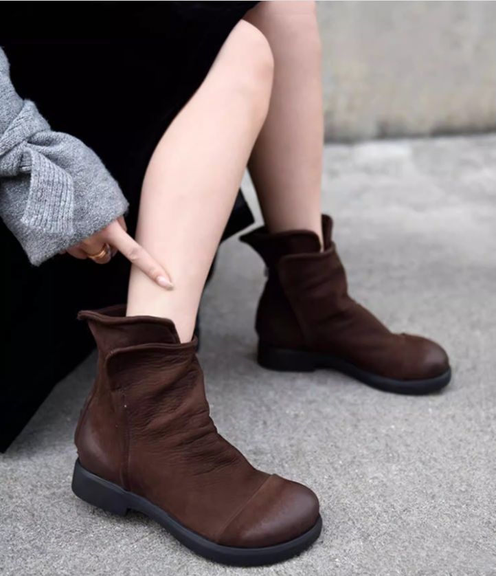 Vintage Martin Boots for Women in Winter handmade Padded Genuine Leather Boots