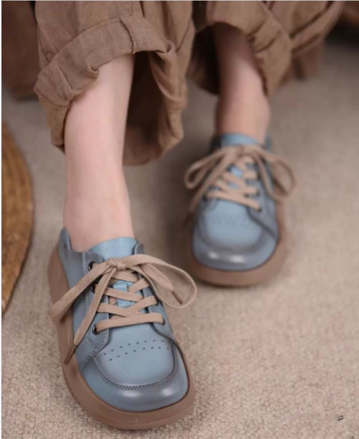 Retro Hong Kong Style Chic Shoes Thick-soled Casual Shoes Sports Shoes Women's Style Genuine Leather