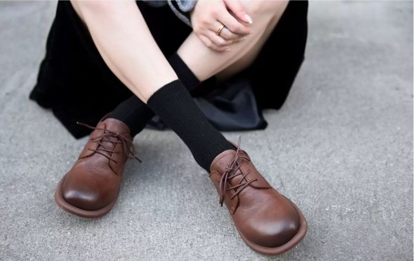 Leather Women's British Flat Shoes Suitable For Two Pairs of Casual shoes Comfortable and Versatile Loafers New Style