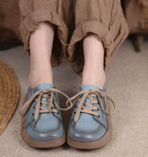 Retro Hong Kong Style Chic Shoes Thick-soled Casual Shoes Sports Shoes Women's Style Genuine Leather