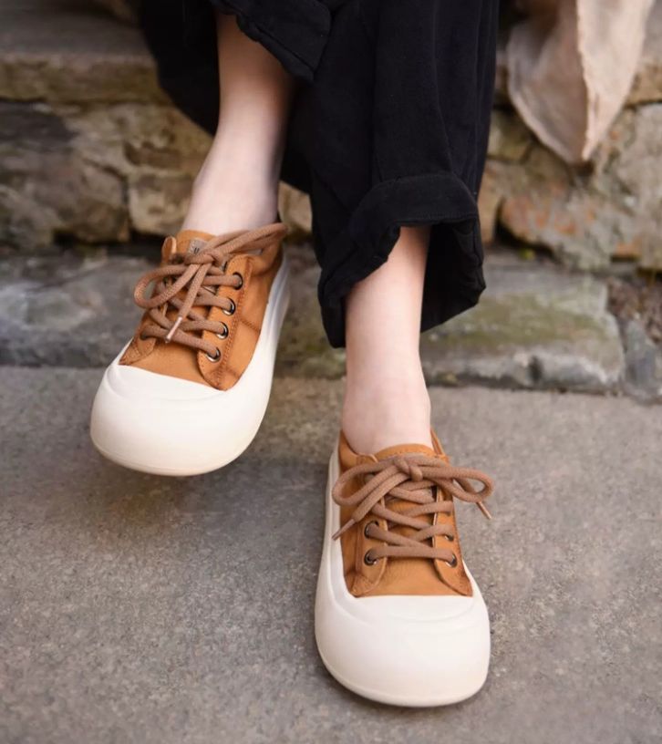 Vintage Thick-Soled Shoes Made of Genuine Leather With Big Heads and Cute Appearance Suitable For Casual Wear