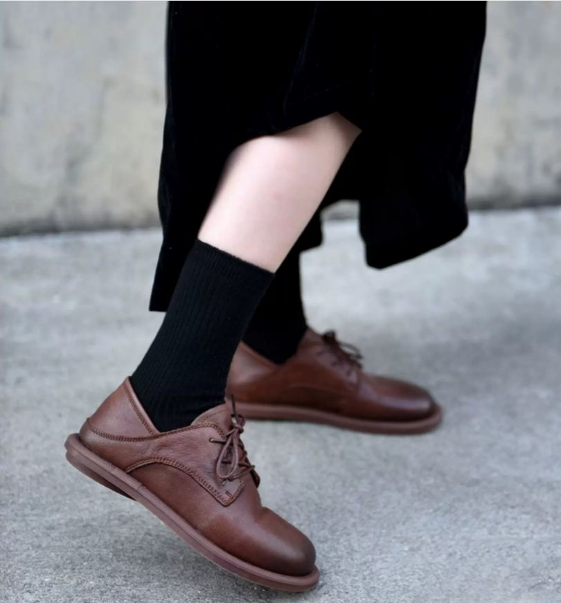 Leather Women's British Flat Shoes Suitable For Two Pairs of Casual shoes Comfortable and Versatile Loafers New Style