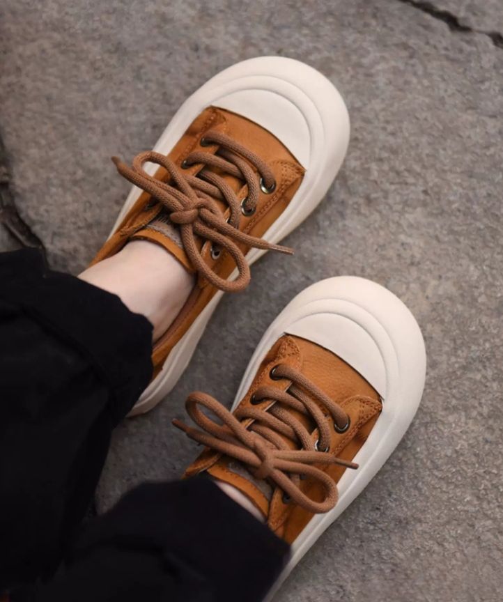 Vintage Thick-Soled Shoes Made of Genuine Leather With Big Heads and Cute Appearance Suitable For Casual Wear