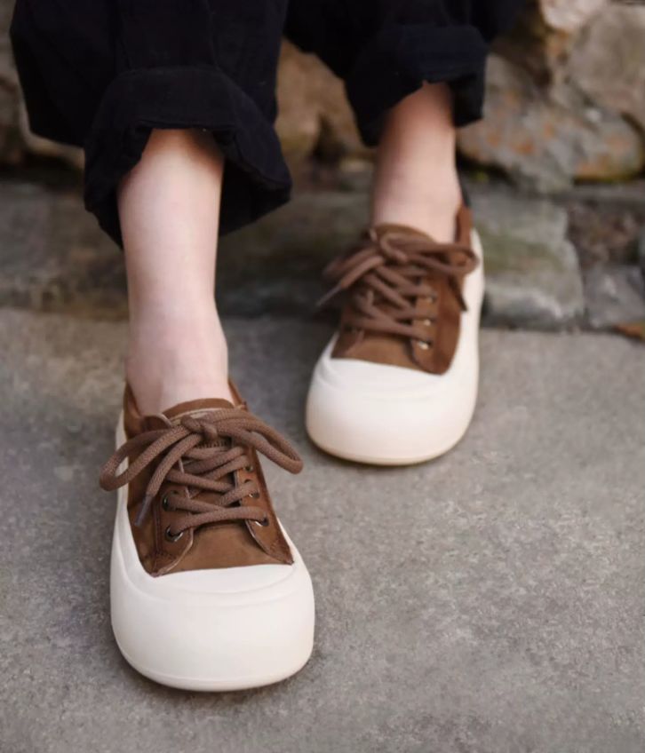 Vintage Thick-Soled Shoes Made of Genuine Leather With Big Heads and Cute Appearance Suitable For Casual Wear