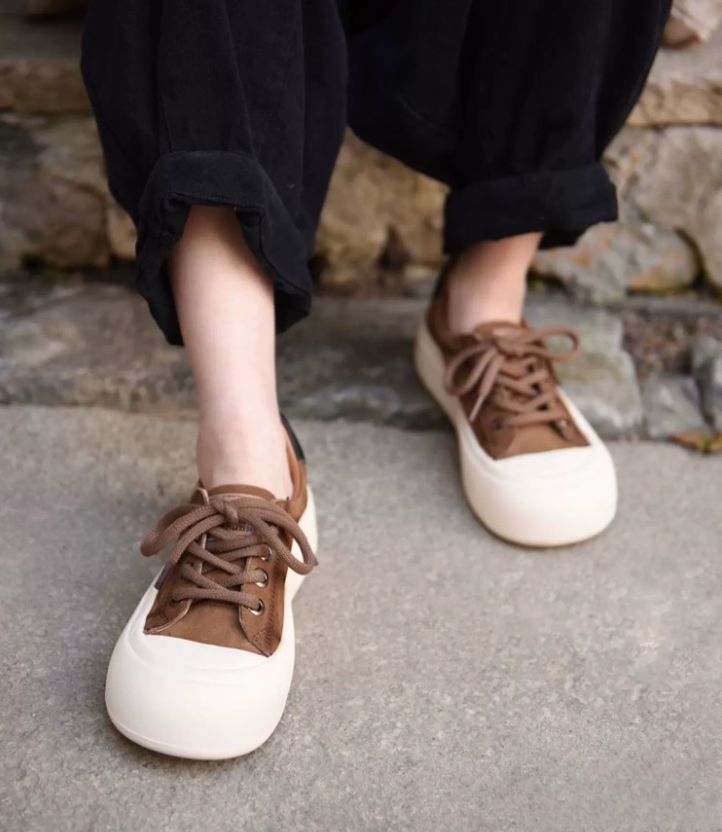 Vintage Thick-Soled Shoes Made of Genuine Leather With Big Heads and Cute Appearance Suitable For Casual Wear