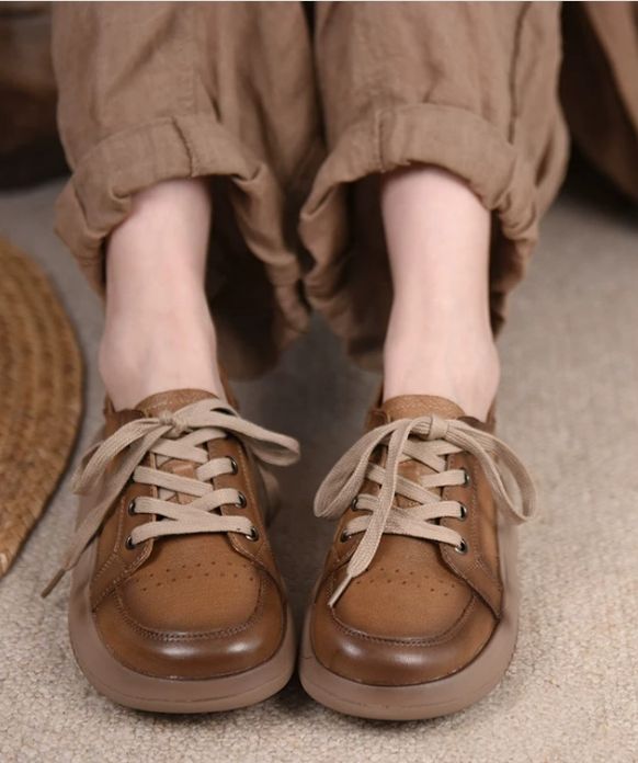 Retro Hong Kong Style Chic Shoes Thick-soled Casual Shoes Sports Shoes Women's Style Genuine Leather