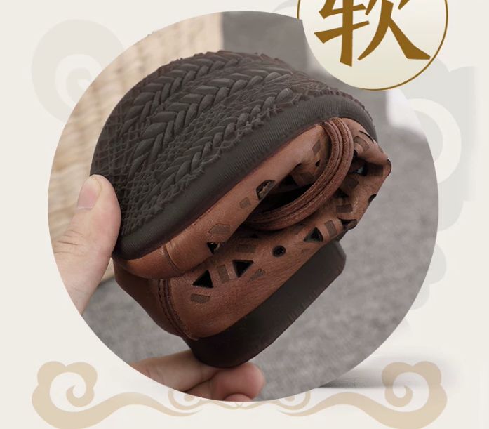 Spring and Summer New Style Genuine Leather Women's Shoes Handmade Retro Hollowed-Out Comfortable and Breathable Hole Shoes Soft Bottom