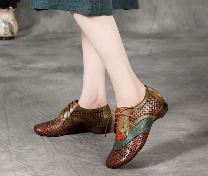 Handmade Vintage Leather Flat Shoes for Women
