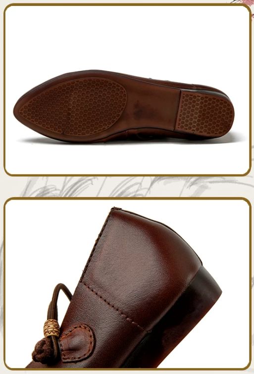 Handmade Vintage Leather Flat Shoes for Women