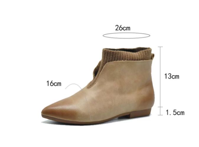 Handmade Flat Boots Knitted and Comfortable Suitable for All Occasions Mom Shoes Made of Genuine Leather Women's Boots