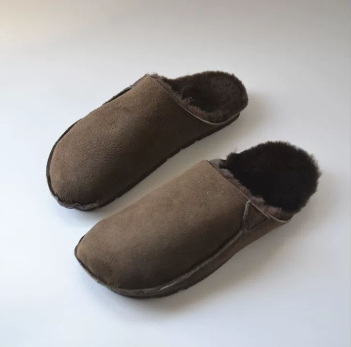 Sheepskin and Genuine Leather Pure Wool Slippers for Women