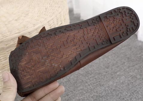 Handmade Leather Flat Shoes for Women Brown