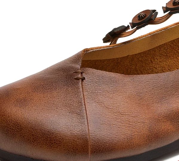 Handmade Leather Flower Shoes for Women