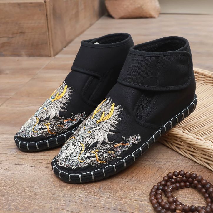 Old Beijing Cloth Boots for Both Men and Women Made Multi-Layered Sole Chinese Style Embroidered Shoes