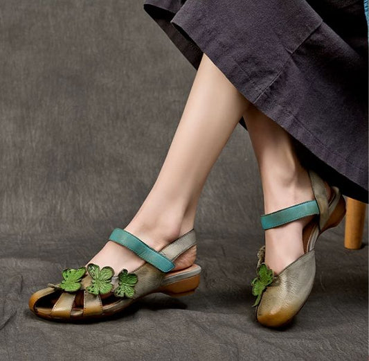 2026 Summer New Style Leather Sandals for Women - Comfortable and Versatile Cowhide Low Heel Shoes