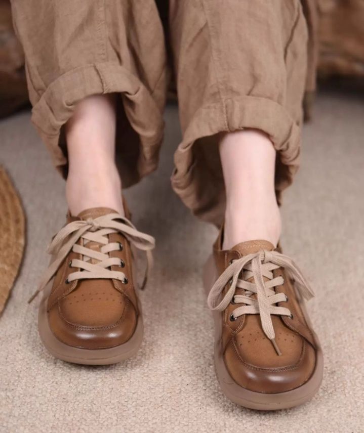 Retro Hong Kong Style Chic Shoes Thick-soled Casual Shoes Sports Shoes Women's Style Genuine Leather