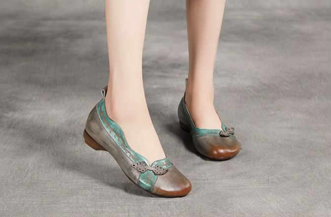 Handmade Leather Flat Shoes for Women