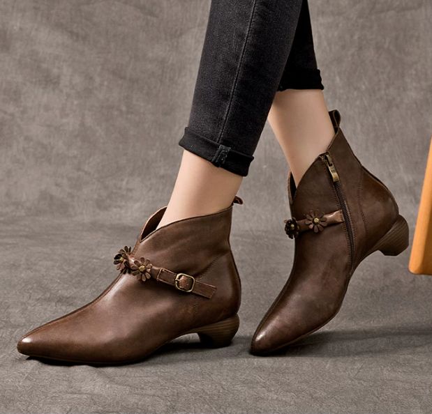 Handmade Leather Boots for Women in Brown