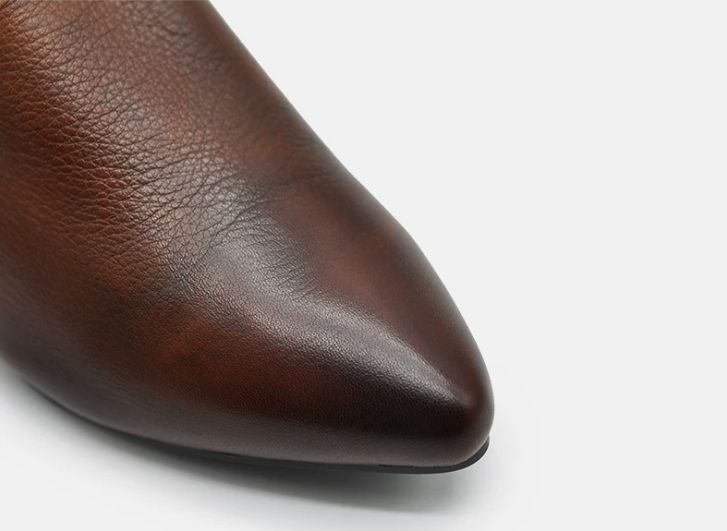 Handmade Leather Flower Shoes for Women in Brown/Black
