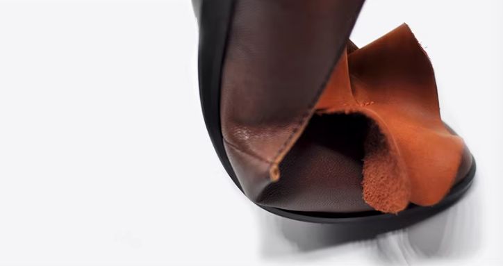 Vintage Leather Flower Flat Shoes for Women
