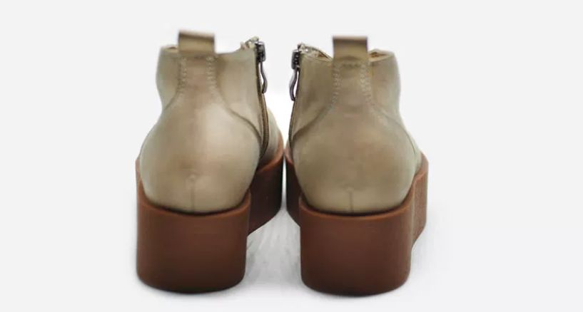 Retro Women's Shoes - New Style Thick-soled Ankle Boots, Women's Waterproof Platform Slip-on Short Boots, Genuine Leather