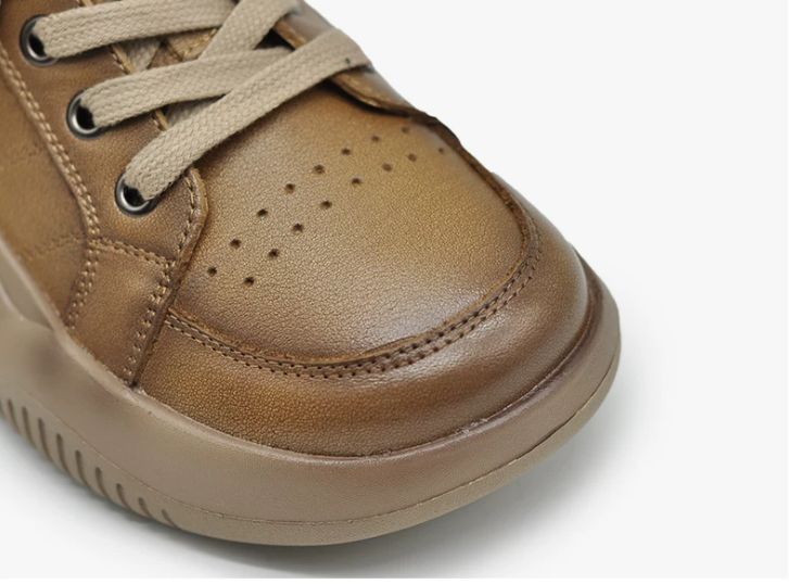 Retro Hong Kong Style Chic Shoes Thick-soled Casual Shoes Sports Shoes Women's Style Genuine Leather