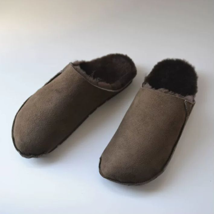 Sheepskin and Genuine Leather Pure Wool Slippers for Women