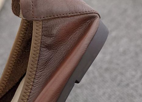 Handmade Leather Flat Shoes for Women Brown