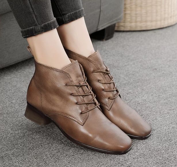 Handmade Leather Boots for Women in Brown