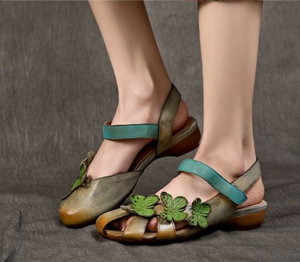 2026 Summer New Style Leather Sandals for Women - Comfortable and Versatile Cowhide Low Heel Shoes