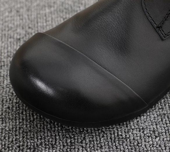 Winter New Style Genuine Leather Women's Boots, Top-grain Cowhide With Fleece Lining,Flat-bottomed Short Boots, Cotton Shoes
