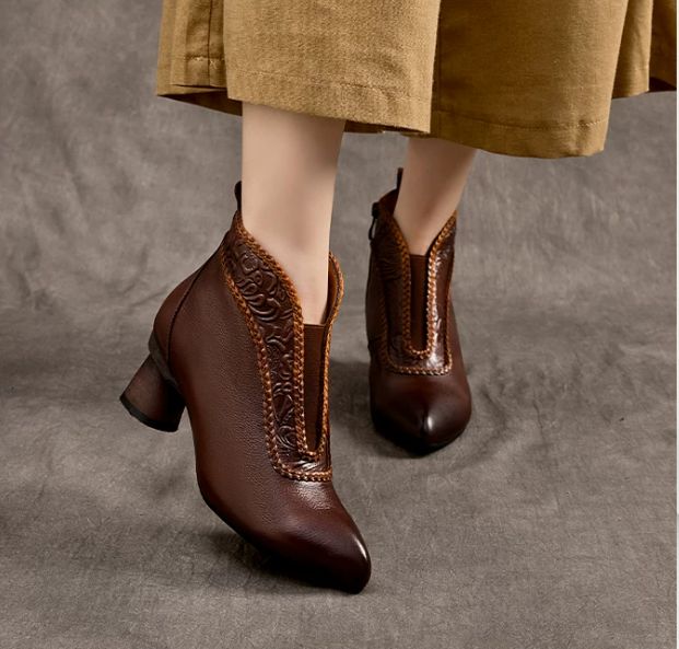 Handmade Leather Boots for Women in Brown