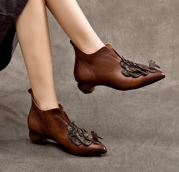 Handmade Leather Boots for Women in Brown