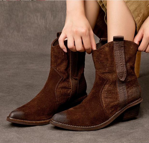 Handmade Leather Boots for Women in Brown