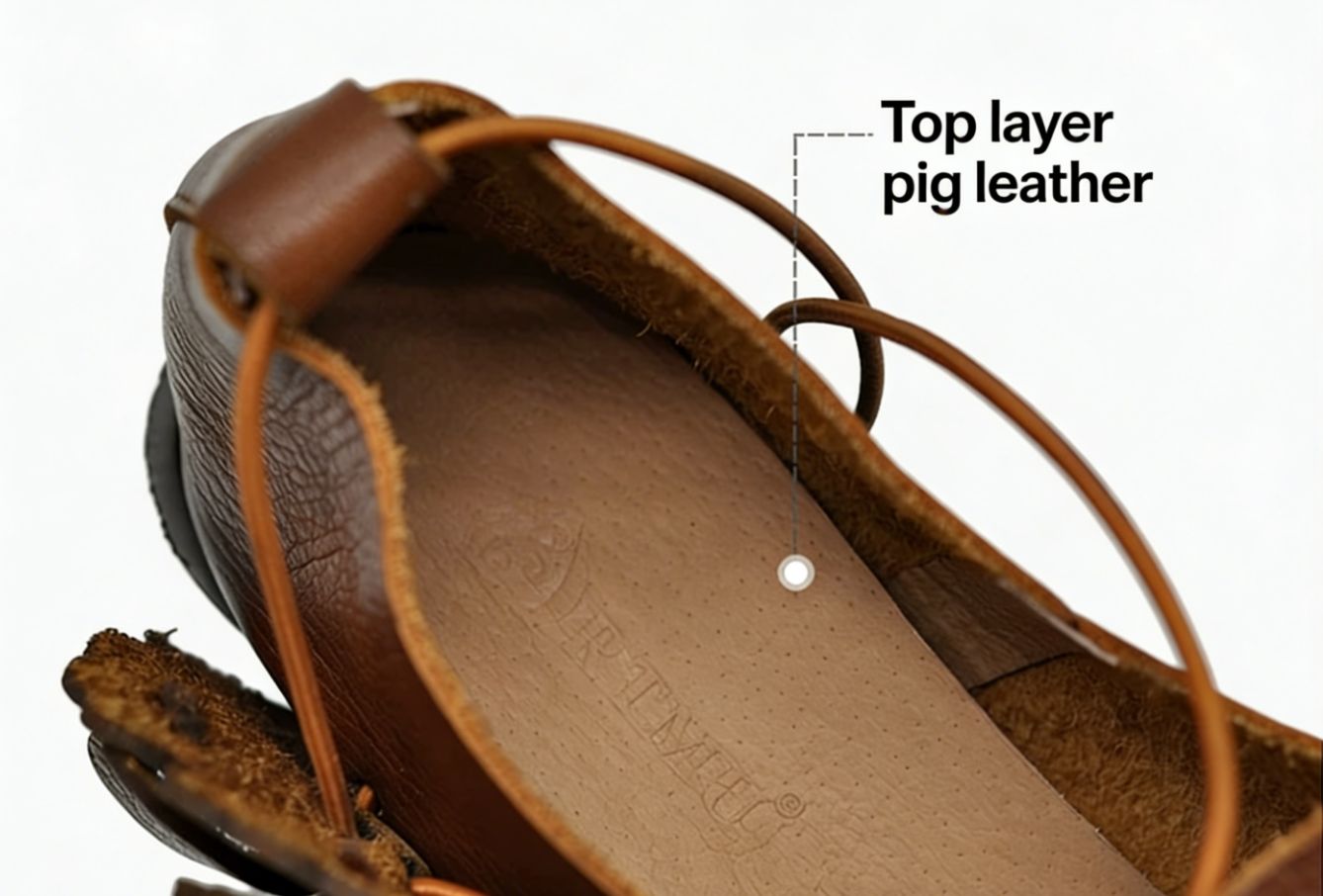 Handmade Leather Flower Shoes for Women in Brown/Black