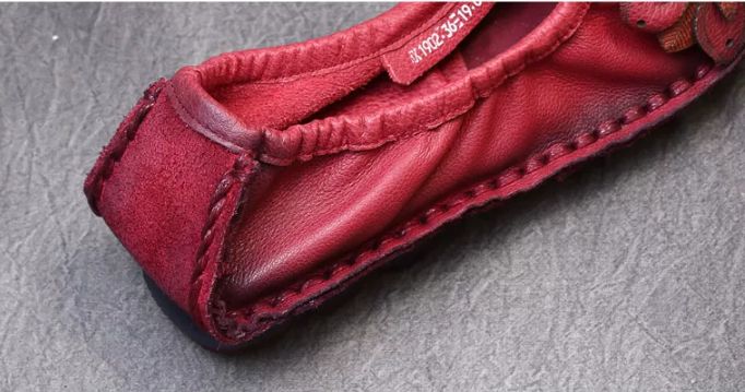 Handmade Vintage Leather Flower Shoes for Women