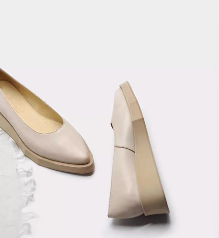 Handmade Leather Shoes for Women in Black/Beige