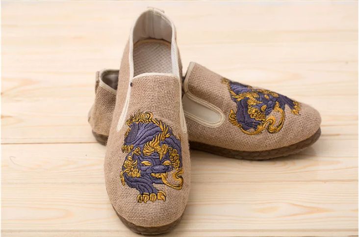 Spring and Summer Cotton and Linen Embroidered Breathable Canvas Shoes, Linen Casual Shoes Men's Shoes